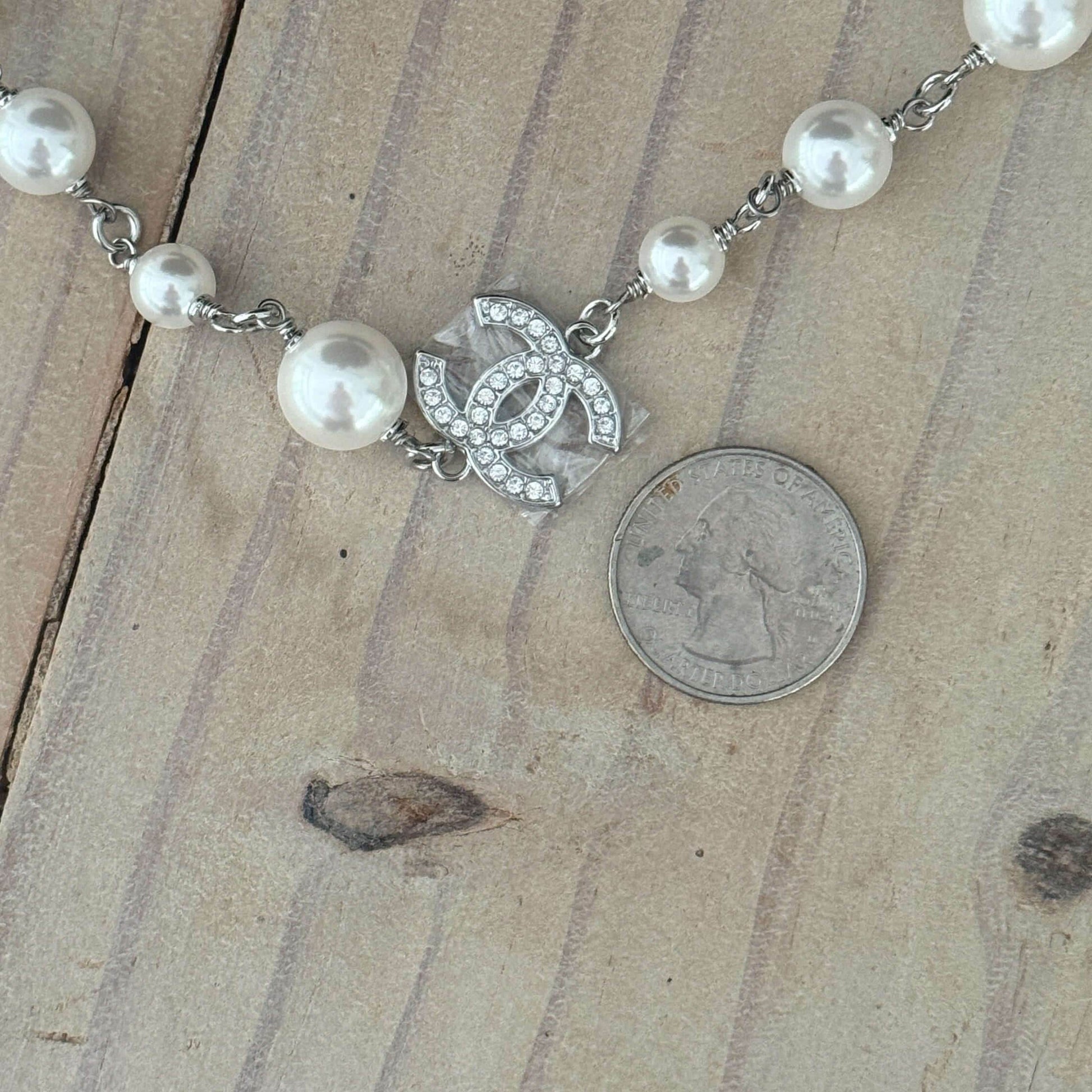 Authentic Chanel CC Pearl Wire Link Necklace 17 Pre-Owned - My Mama Found What 