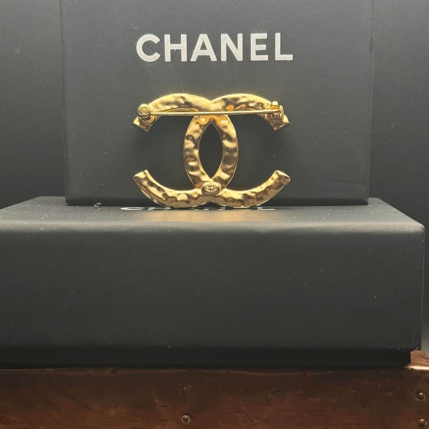 Authentic Chanel CC Textured Gold Brooch Pre-Owned - My Mama Found What 