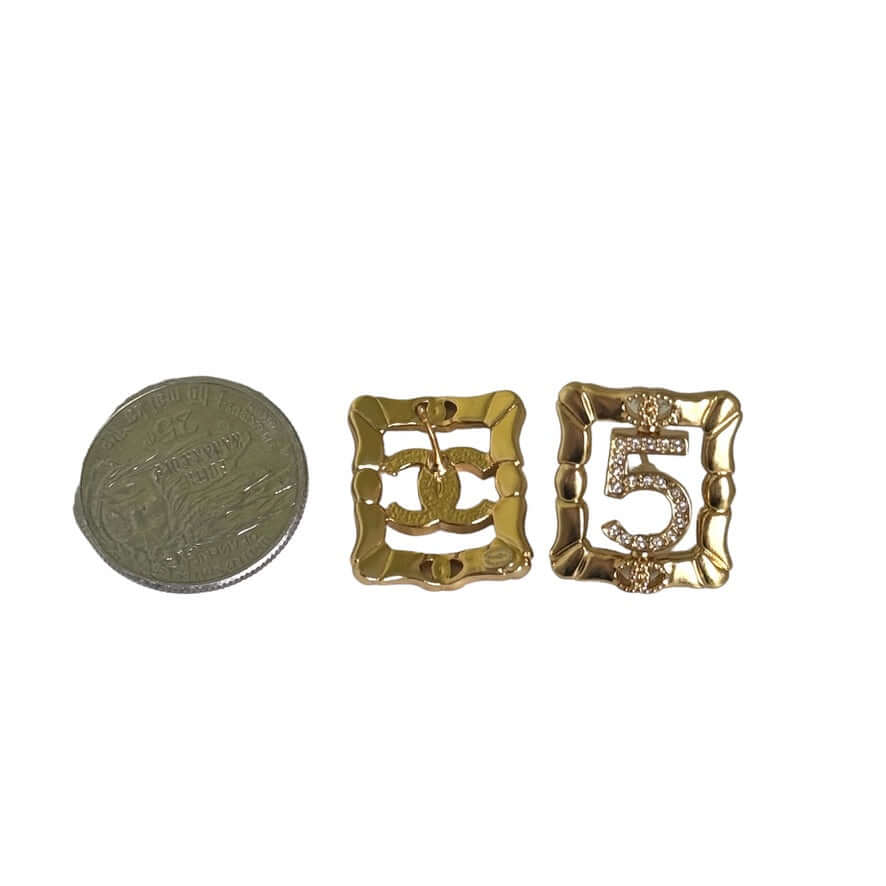 Authentic Chanel Gold CC & 5 Cut Crystals Pre-Owned Earrings - My Mama Found What  
