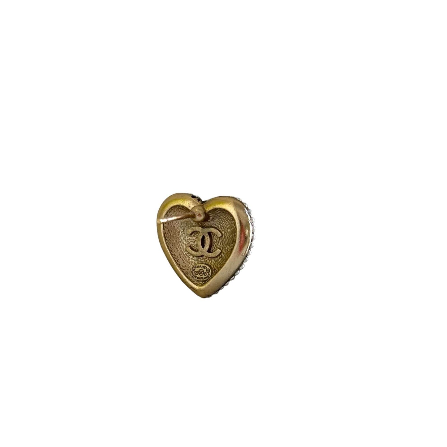 Authentic Chanel Gold CC Black Crystals Heart Earrings - My Mama Found What  My Mama Found What 