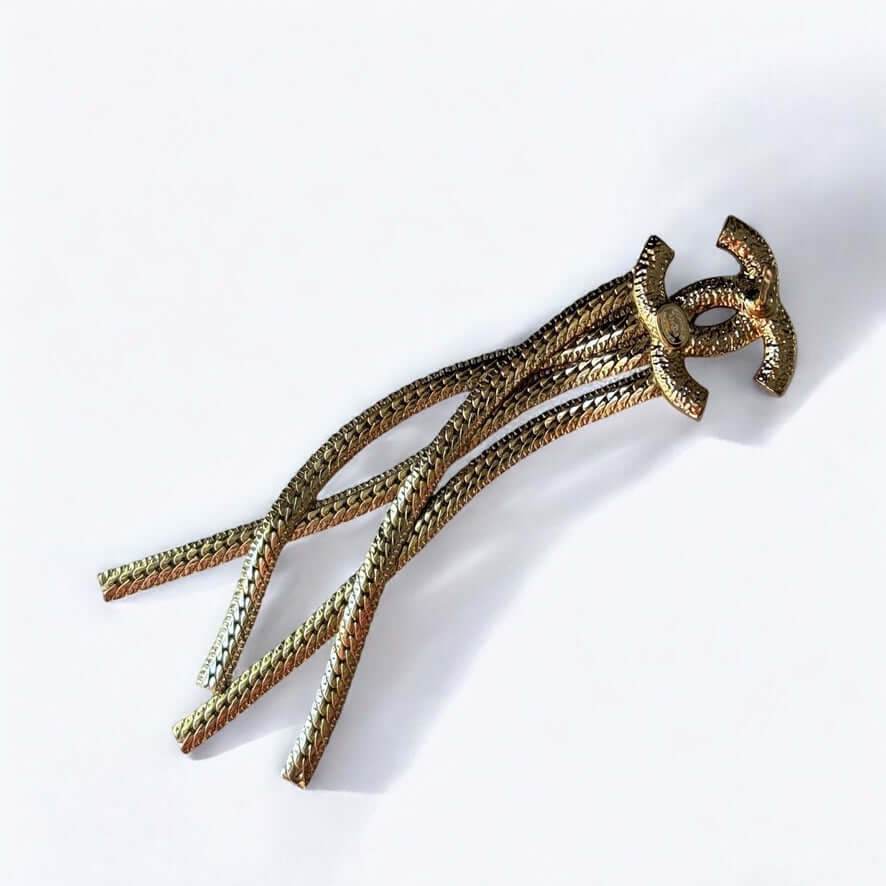 Authentic Chanel Gold CC Chain Dangle Earrings Pre-Owned - My Mama Found What 