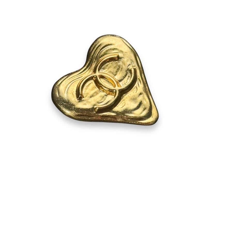 Authentic Chanel Gold CC Heart Bigger Earrings Vintage Pre-Owned - My Mama Found What  My Mama Found What 