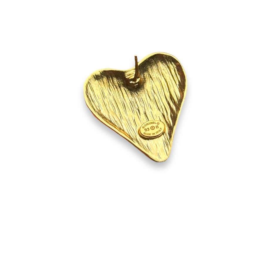 Authentic Chanel Gold CC Heart Bigger Earrings Vintage Pre-Owned - My Mama Found What  My Mama Found What 