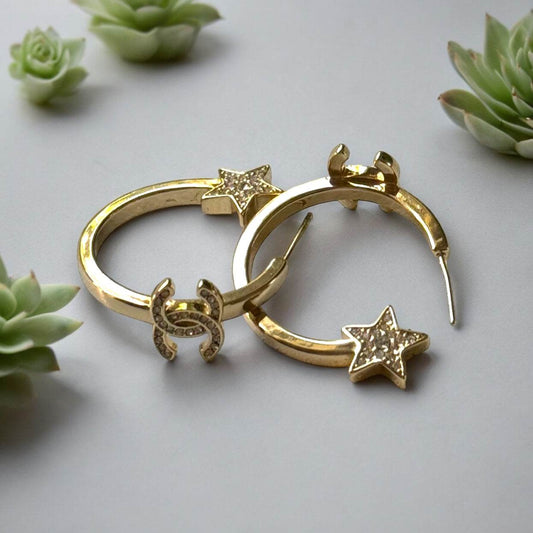 Authentic Chanel Gold CC Hoops w/ Star 23 Pre-Owned - My Mama Found What  My Mama Found What 