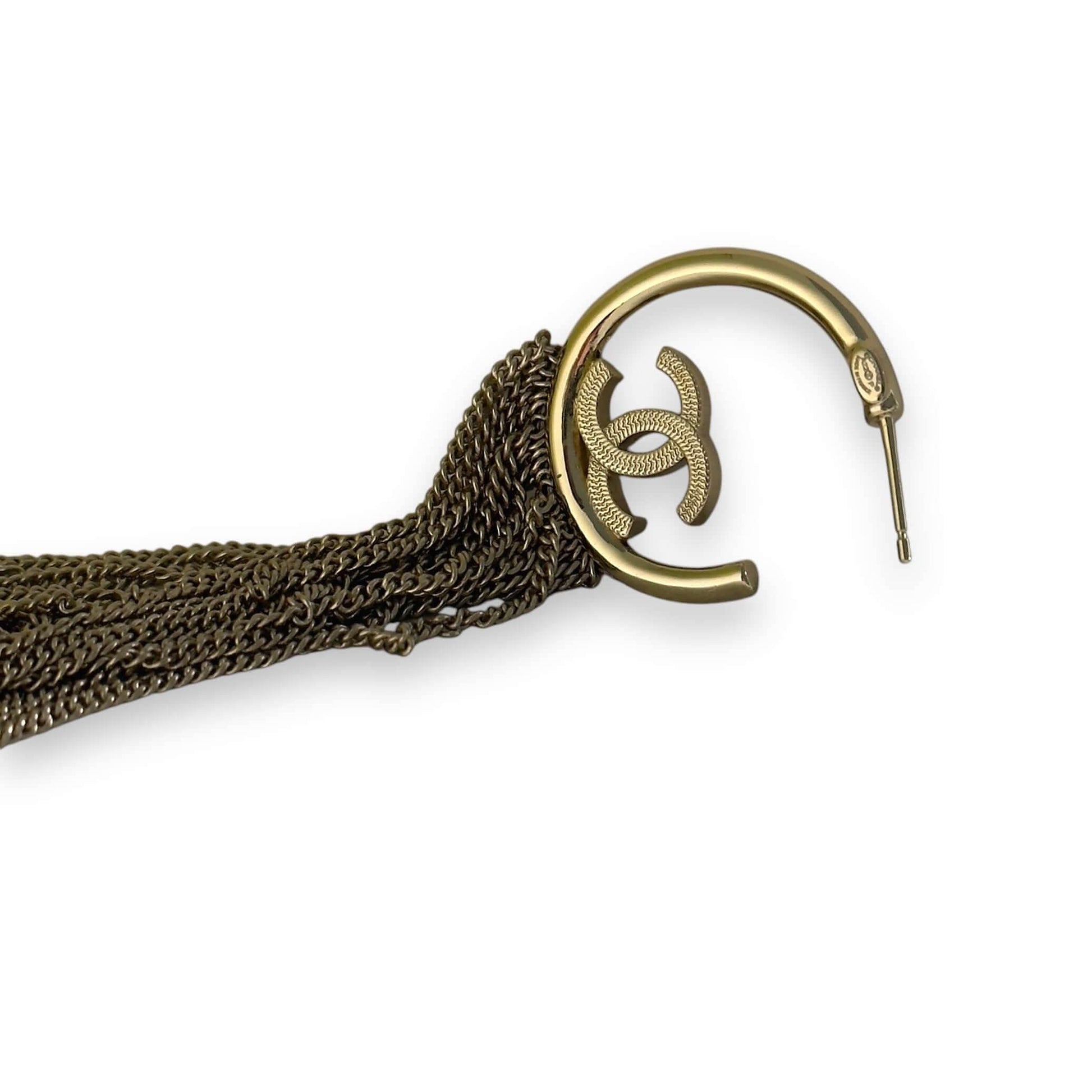 Authentic Chanel Gold CC Hoops w/ dangling chains Pre-Owned A22P - My Mama Found What 