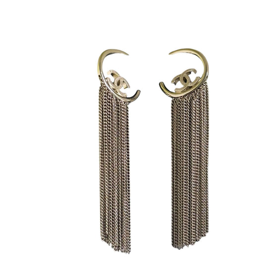 Authentic Chanel Gold CC Hoops w/ dangling chains Pre-Owned A22P - My Mama Found What 