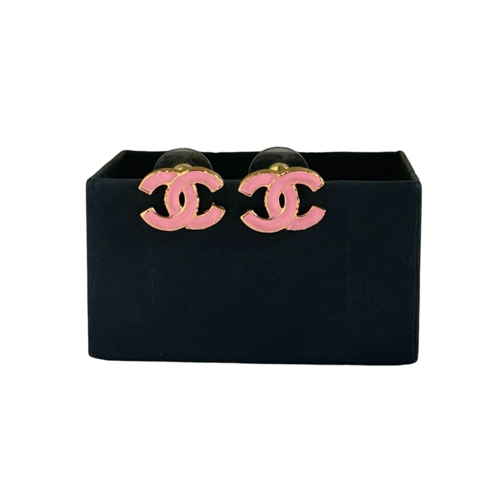 Chanel Gold CC Pink Earrings Pre-Owned - My Mama Found What 