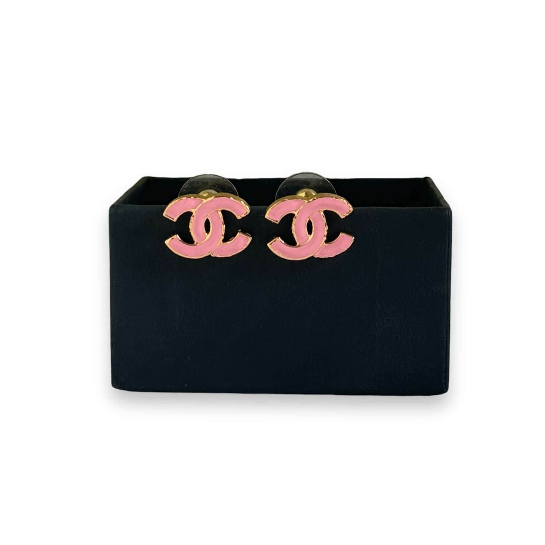 Chanel Gold CC Pink Earrings Pre-Owned - My Mama Found What 