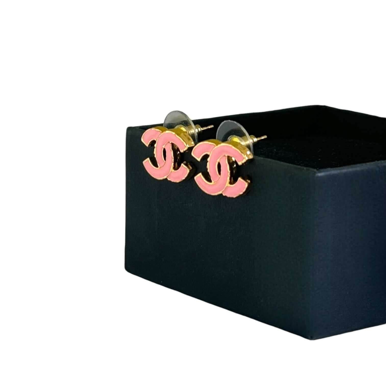Chanel Gold CC Pink Earrings Pre-Owned - My Mama Found What 