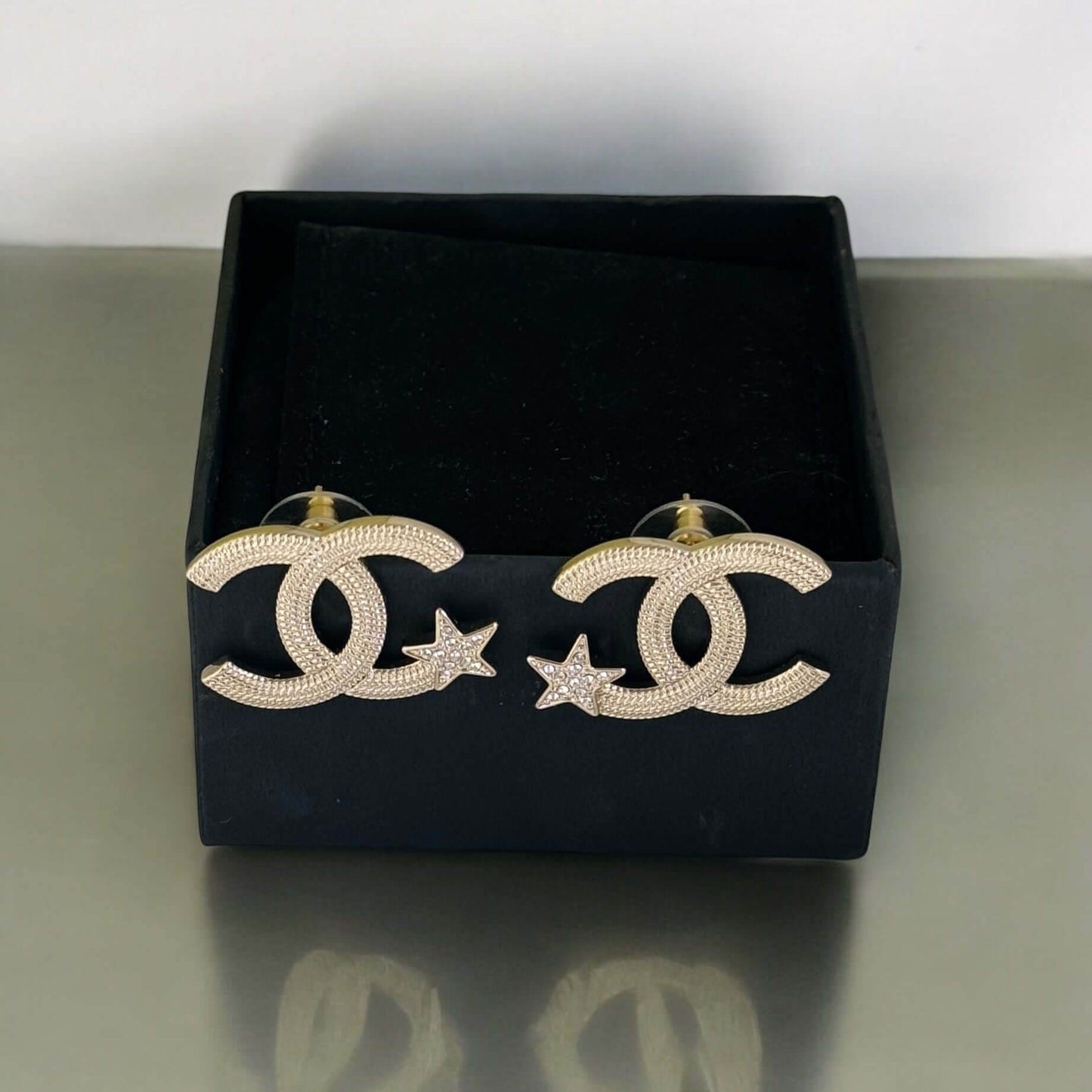 Authentic Chanel Gold CC w/ Stars & Crystals Earrings Pre-Owned - My Mama Found What 