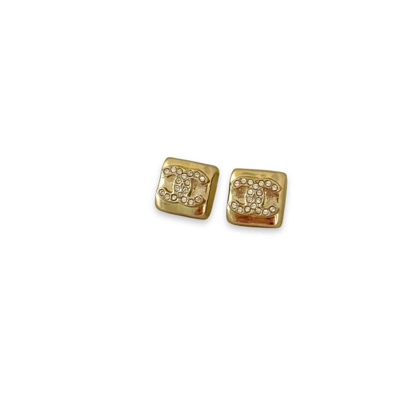 Authentic Chanel Gold Crystals CC S24 Earrings Pre-Owned - My Mama Found What 