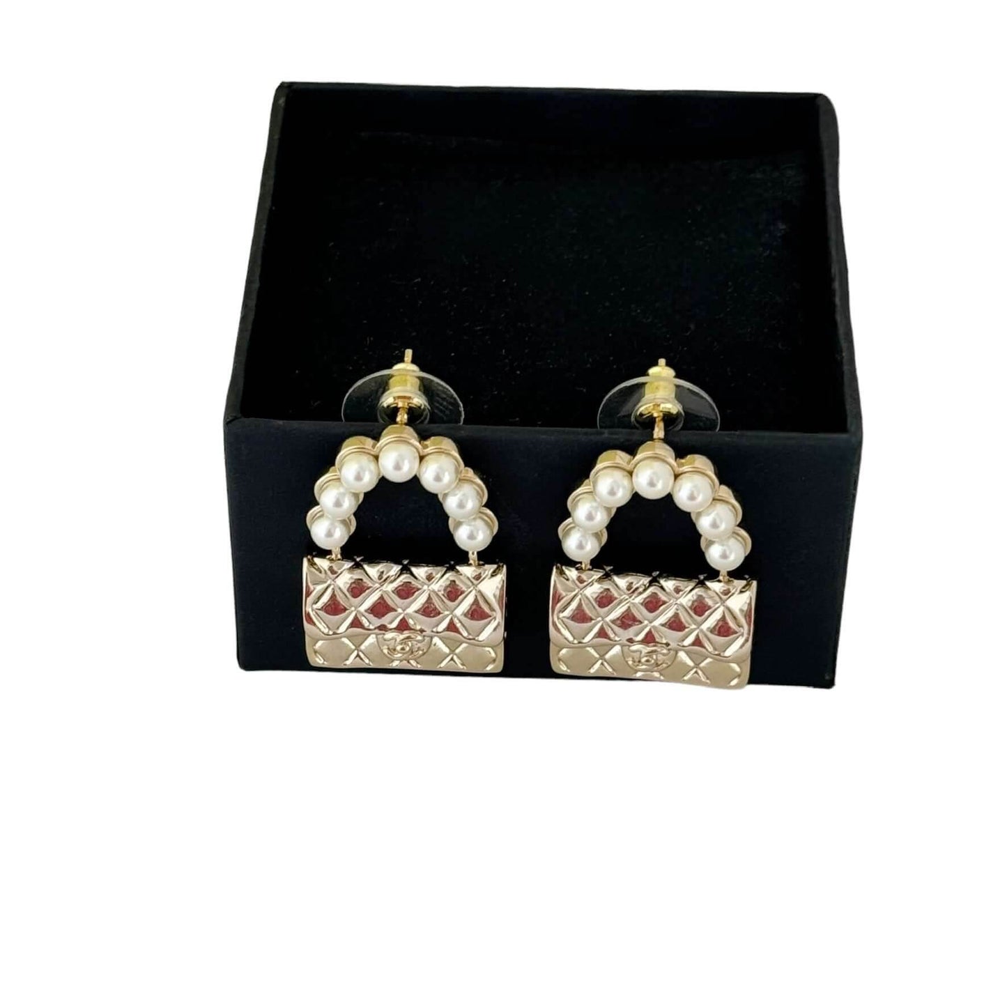 Authentic Chanel Gold Flap Bag Earrings Pre-Owned - My Mama Found What  My Mama Found What 