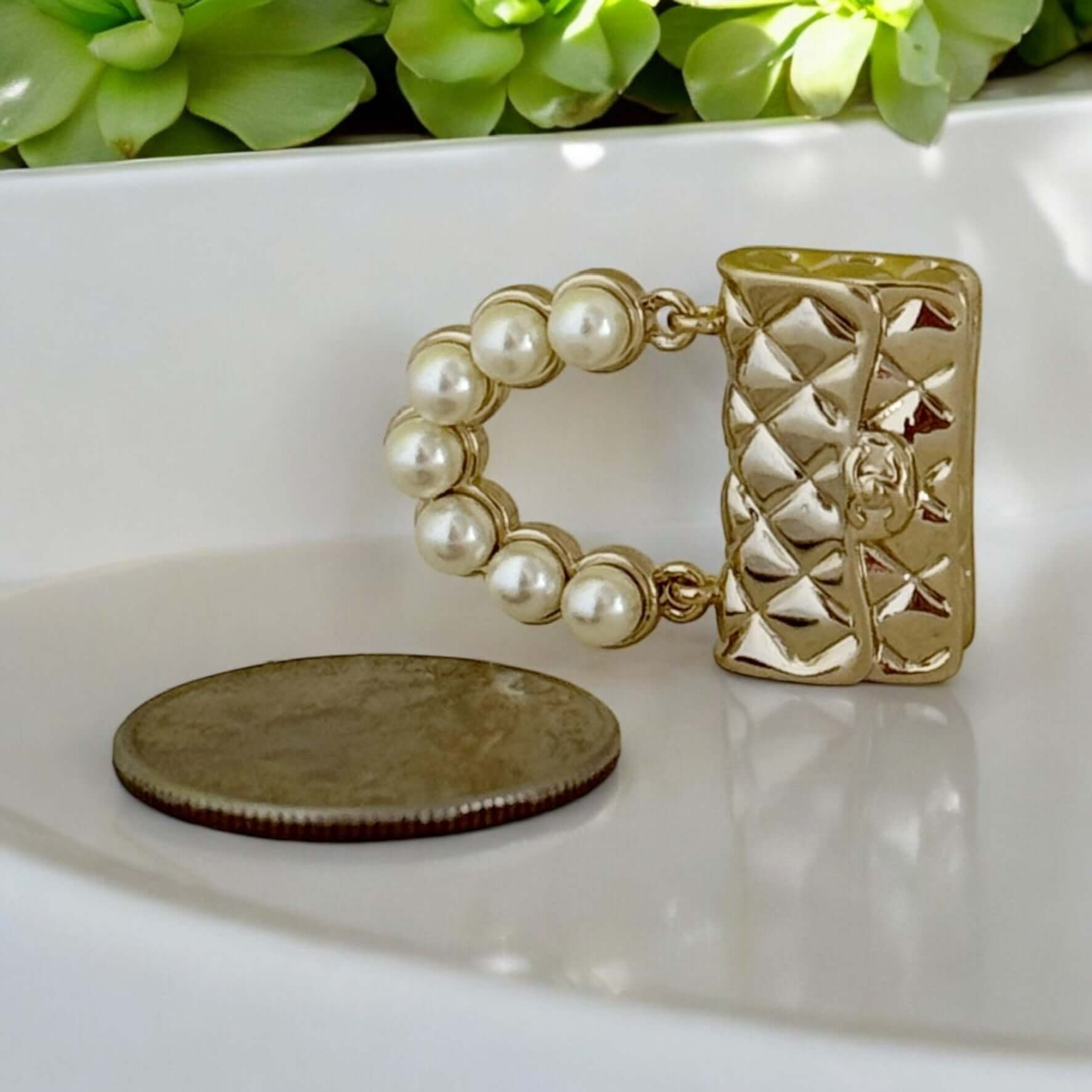 Authentic Chanel Gold Flap Bag Earrings Pre-Owned - My Mama Found What  