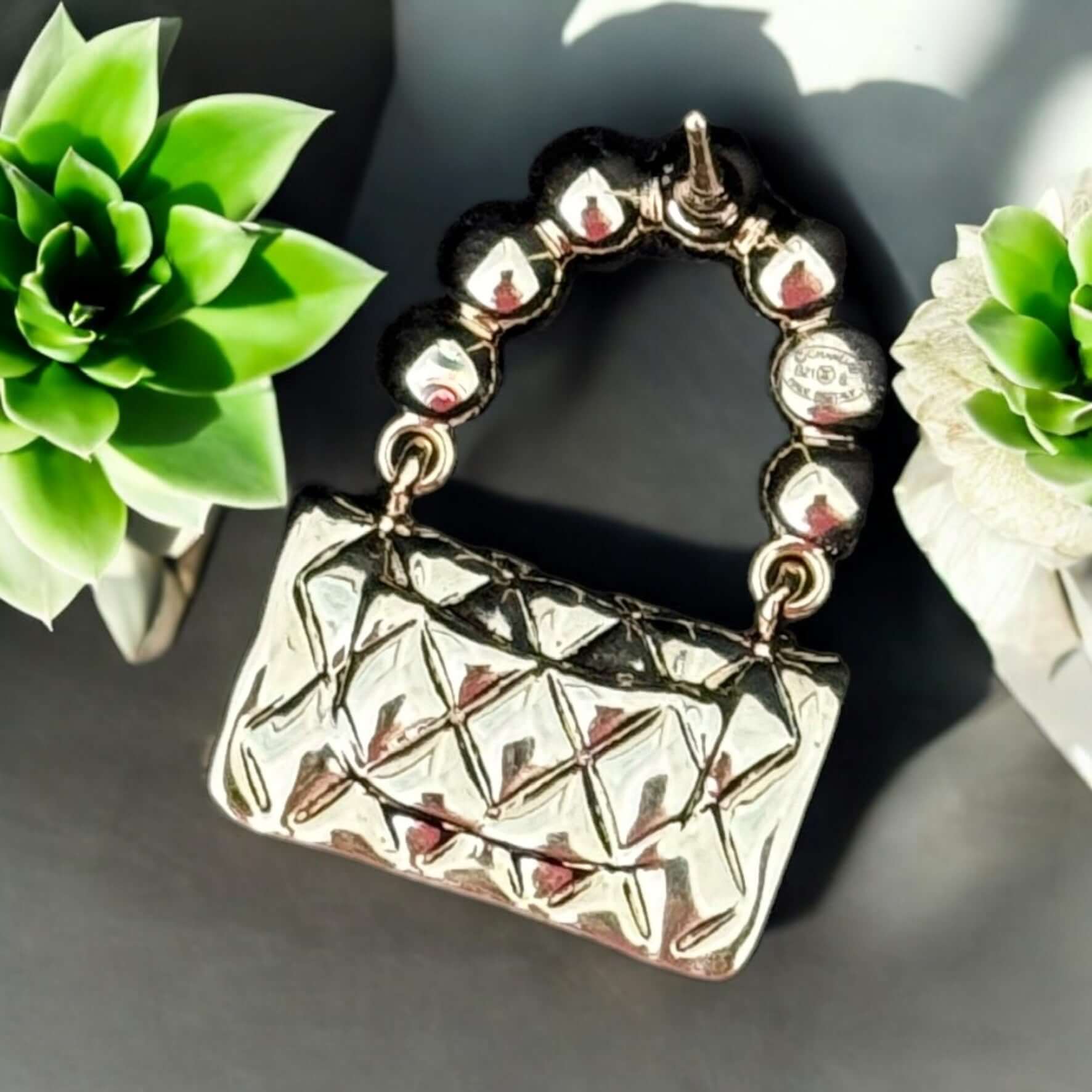 Authentic Chanel Gold Flap Bag Earrings Pre-Owned - My Mama Found What  