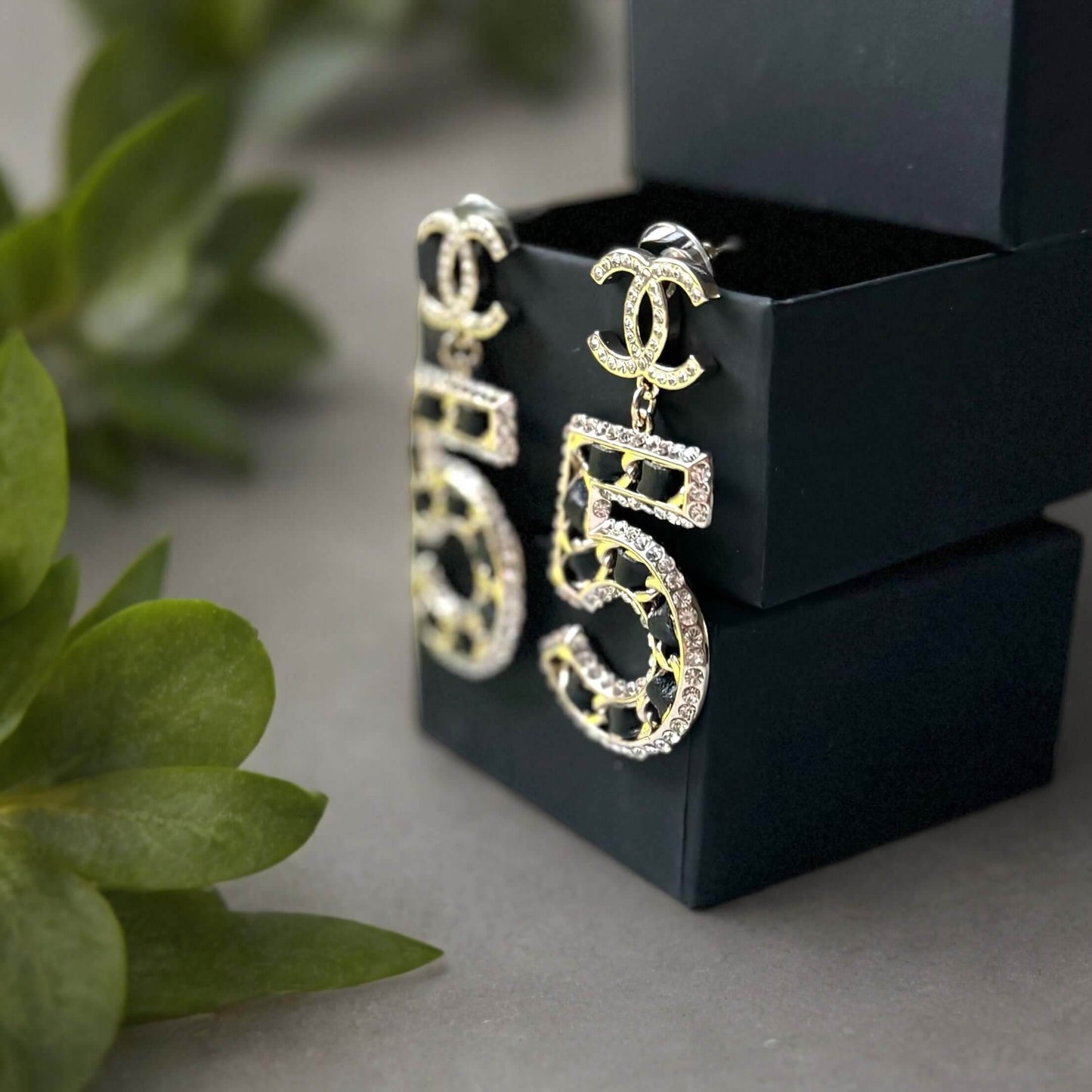 Authentic Chanel Gold Number 5 Big Dangle CC Earrings Pre-Owned - My Mama Found What 