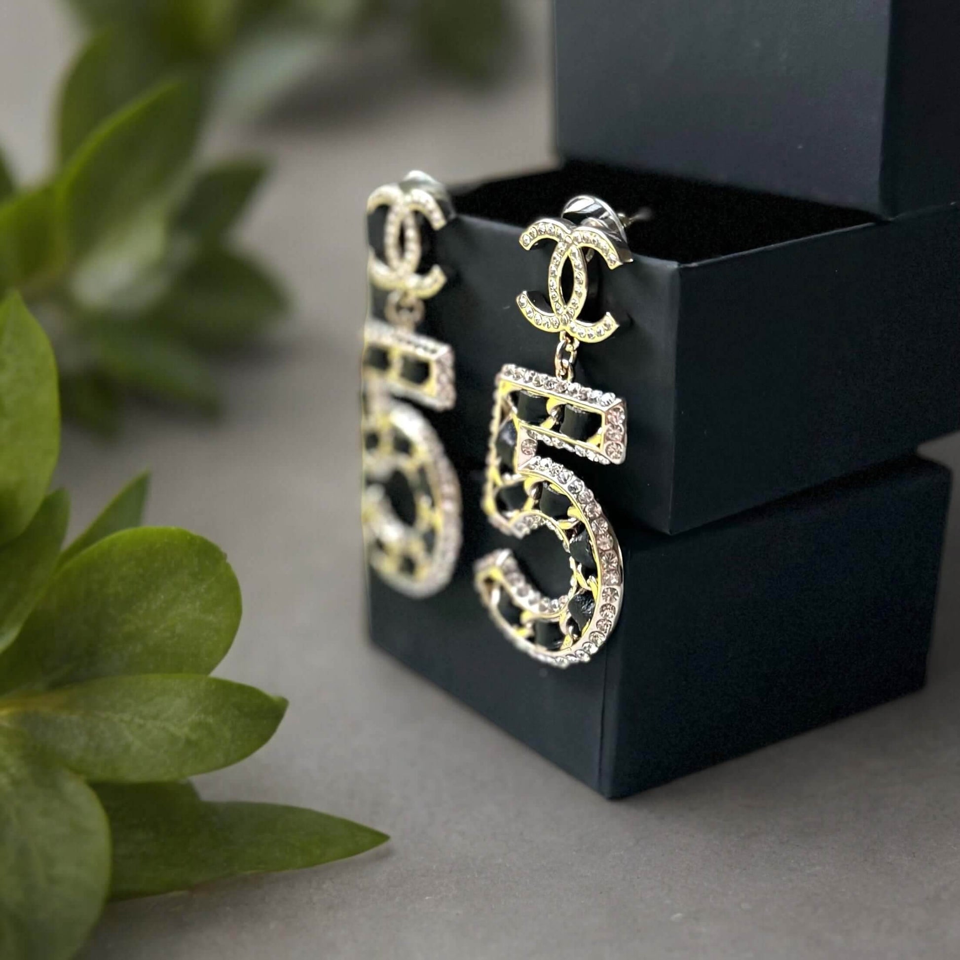 Authentic Chanel Gold Number 5 Big Dangle CC Earrings Pre-Owned - My Mama Found What 