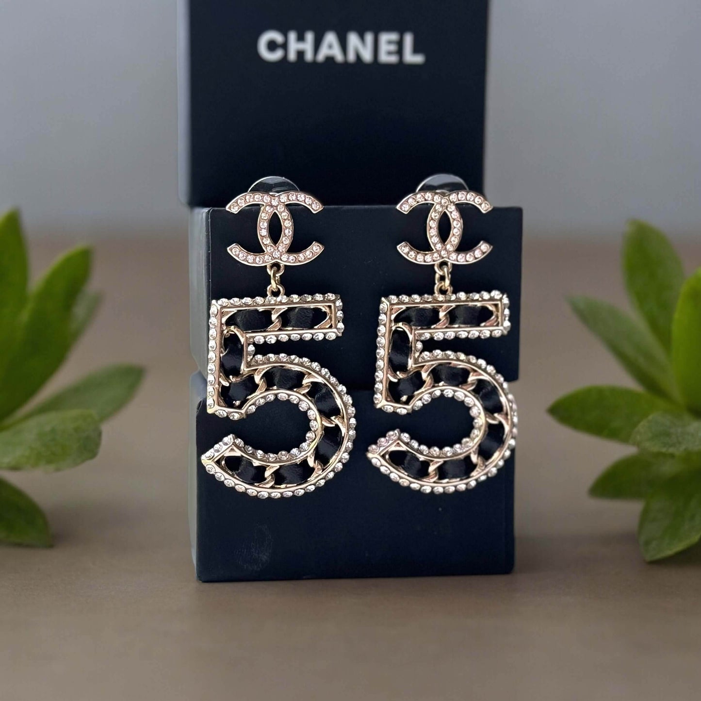 Authentic Chanel Gold Number 5 Big Dangle CC Earrings Pre-Owned - My Mama Found What 