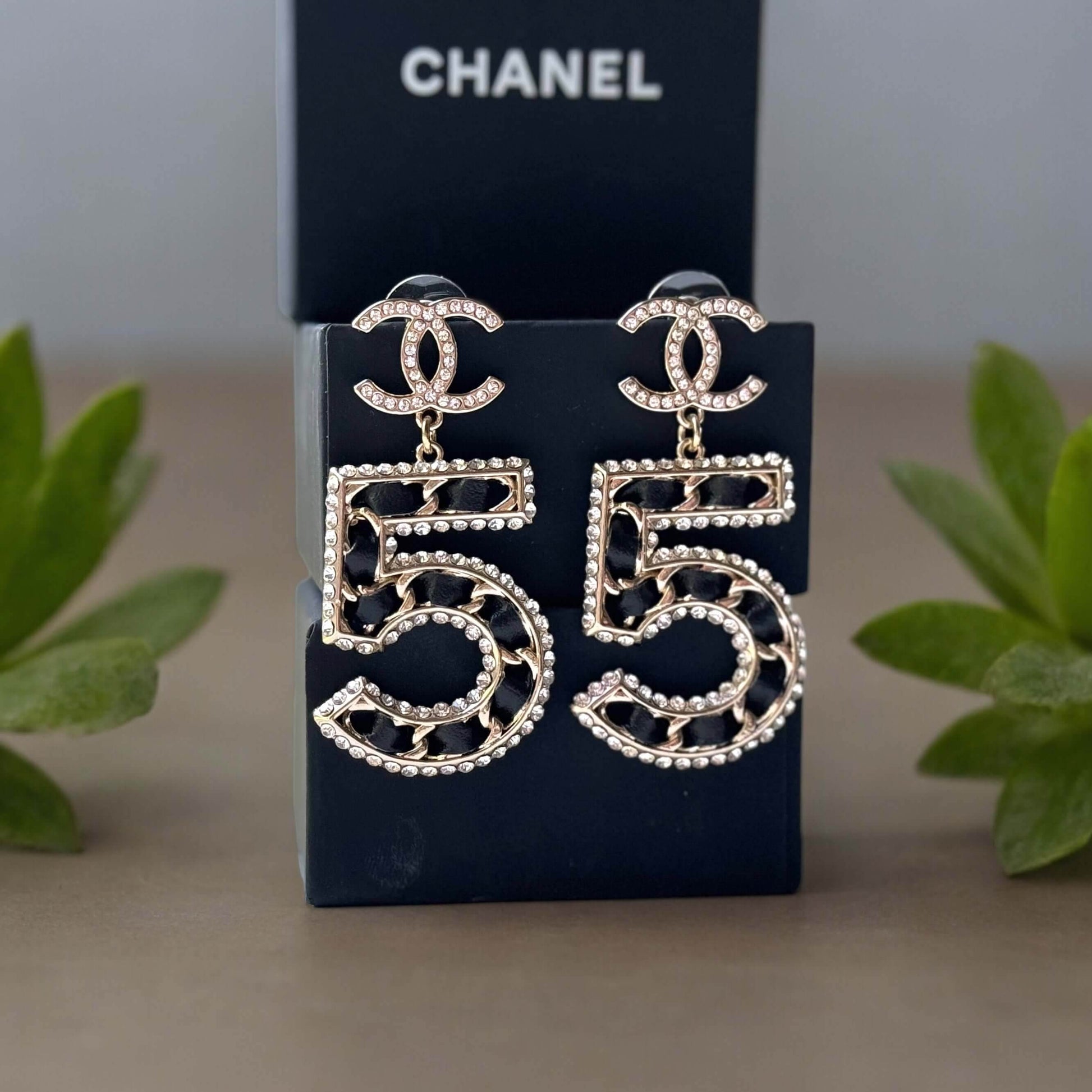 Authentic Chanel Gold Number 5 Big Dangle CC Earrings Pre-Owned - My Mama Found What 