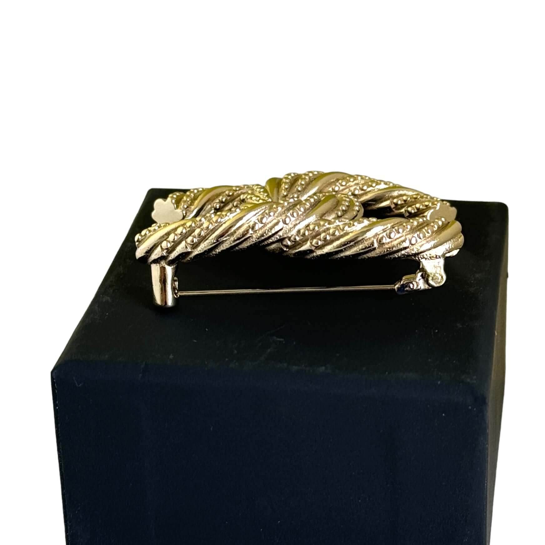 Authentic Chanel Gold Textured Twist CC Brooch Pin Pre-Owned - My Mama Found What 