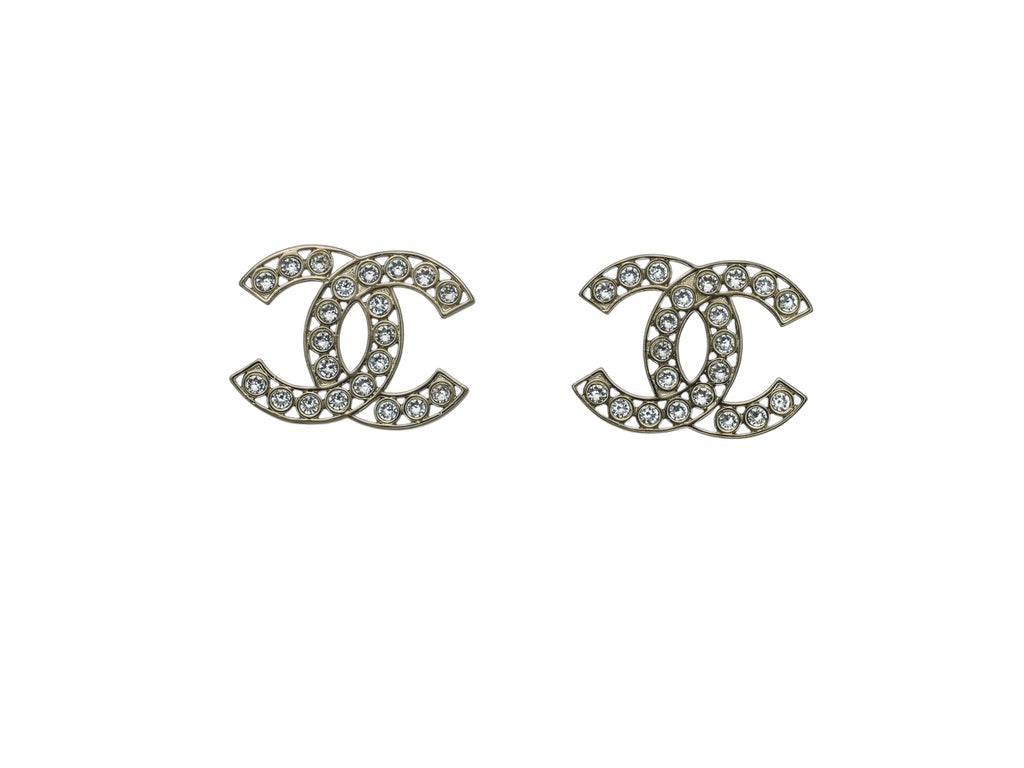 Authentic Chanel Lighter Gold CC Crystals Pre-Owned Earrings - My Mama Found What  