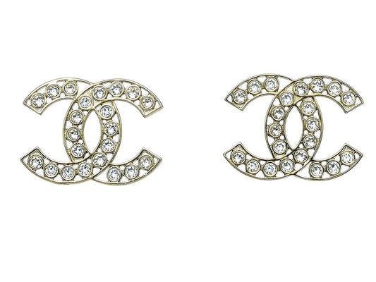 Authentic Chanel Lighter Gold CC Crystals Pre-Owned Earrings - My Mama Found What  