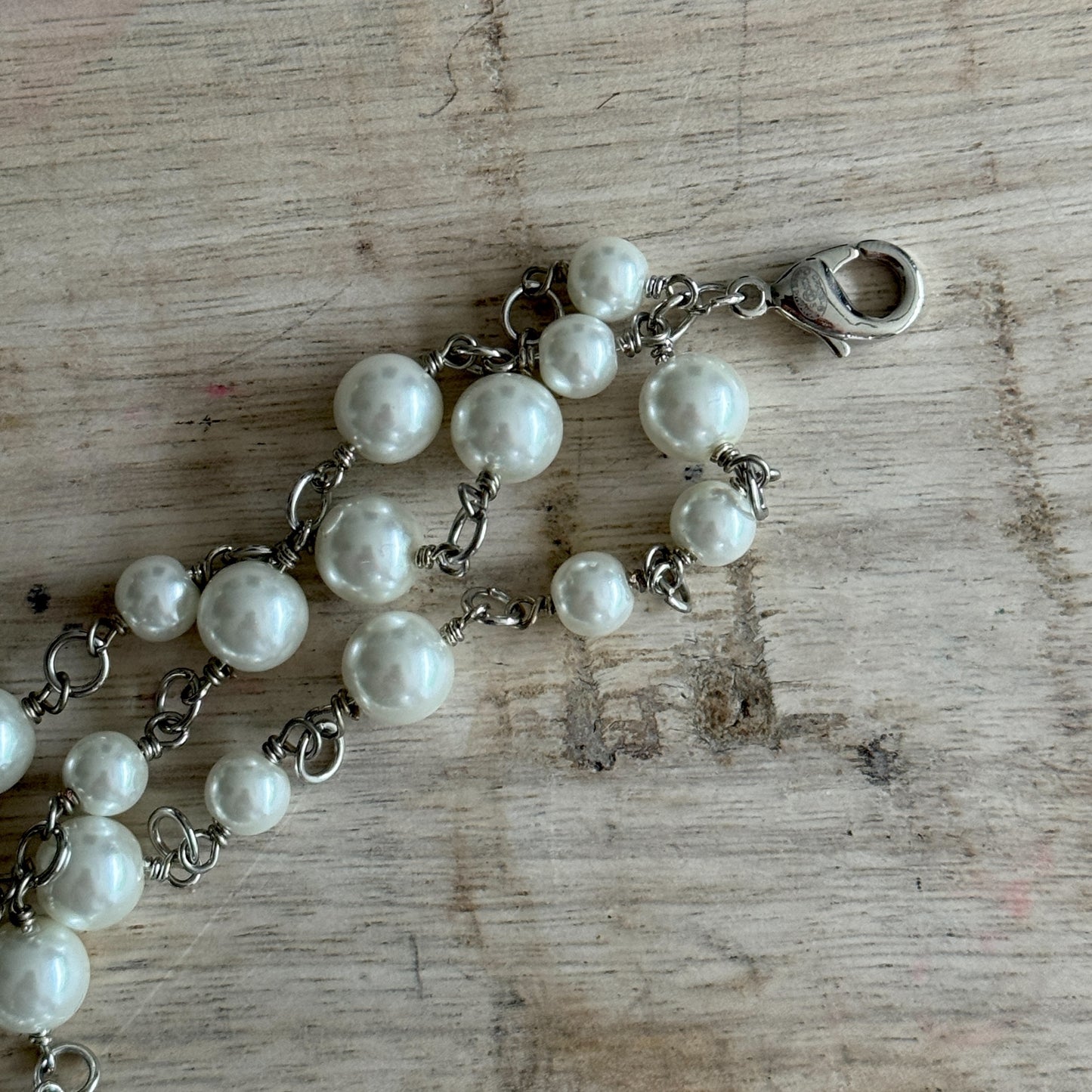 Authentic Chanel Pearl Camila Enamel Flower Three Strand Necklace Pre-owned - My Mama Found What   My Mama Found What 