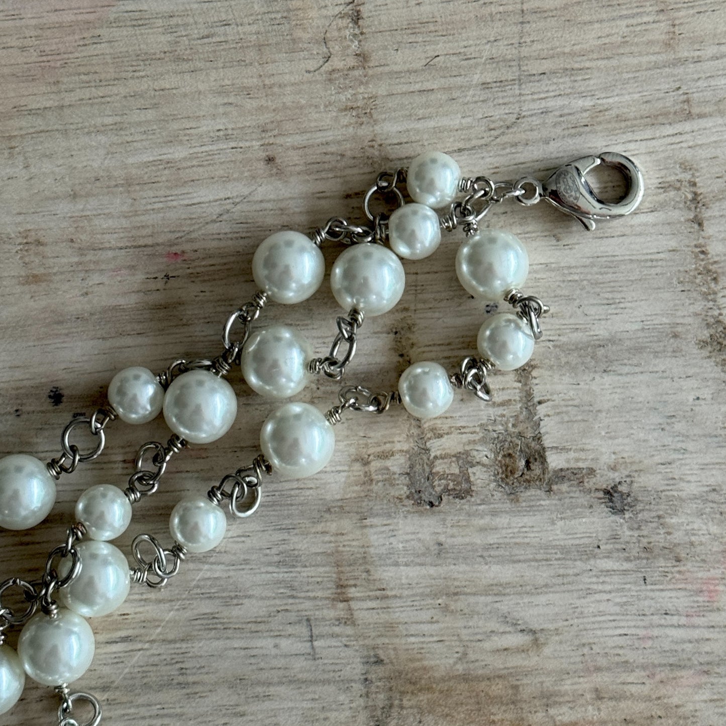 Authentic Chanel Pearl Camila Enamel Flower Three Strand Necklace Pre-owned - My Mama Found What   My Mama Found What 
