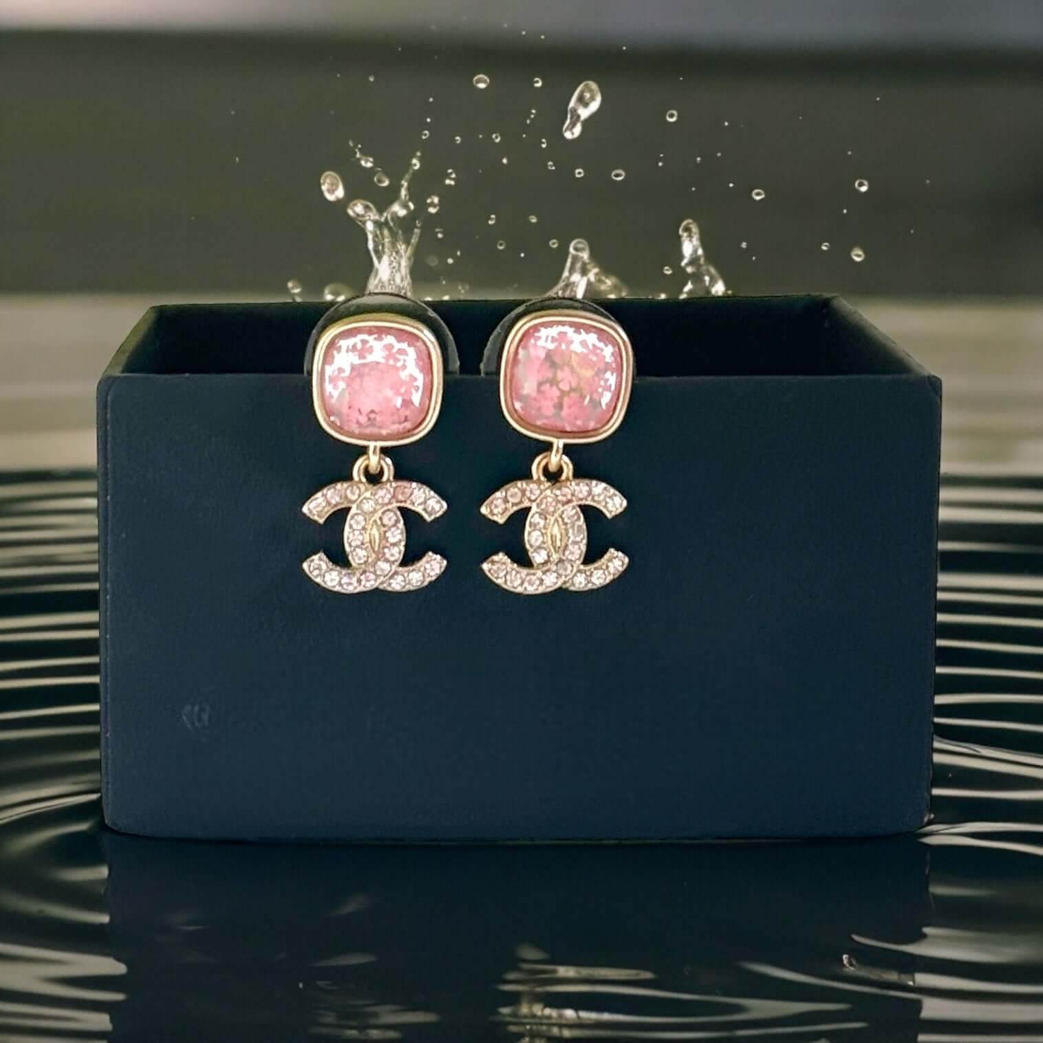Authentic Chanel Strass CC Dangle Post Earrings Pre-Owned - My Mama Found What 
