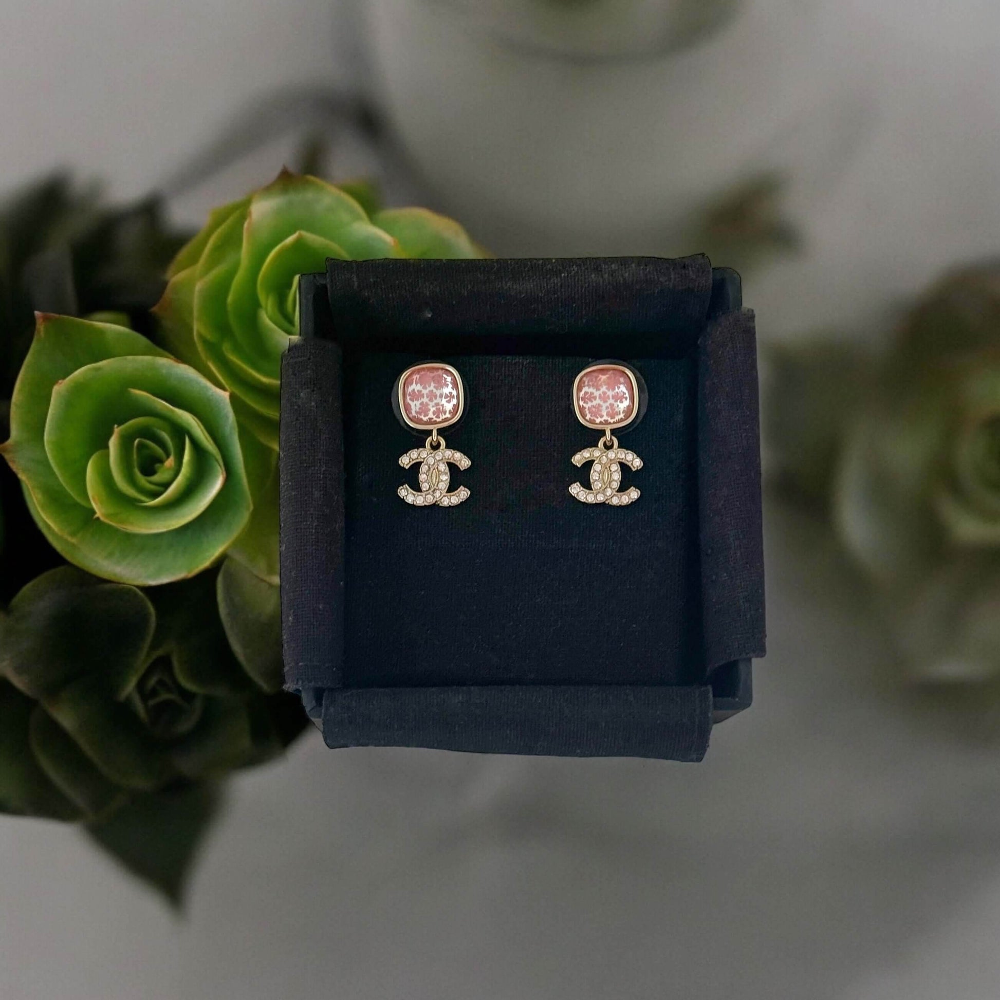 Authentic Chanel Strass CC Dangle Post Earrings Pre-Owned - My Mama Found What 