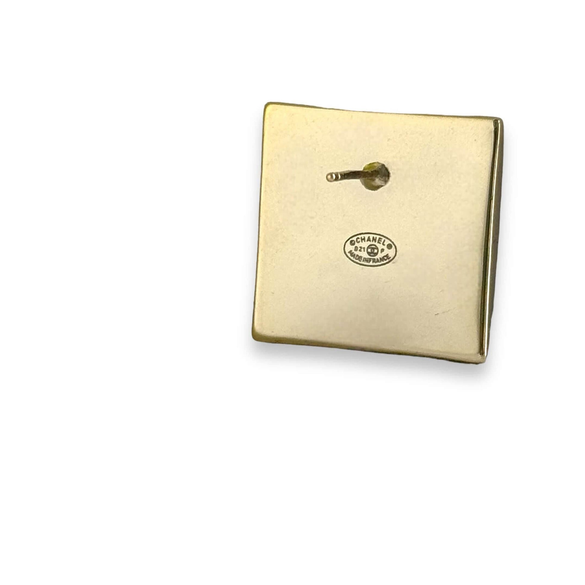 Authentic Chanel Strass Square CC B/W Accents Post Earrings Pre-Owned - My Mama Found What 