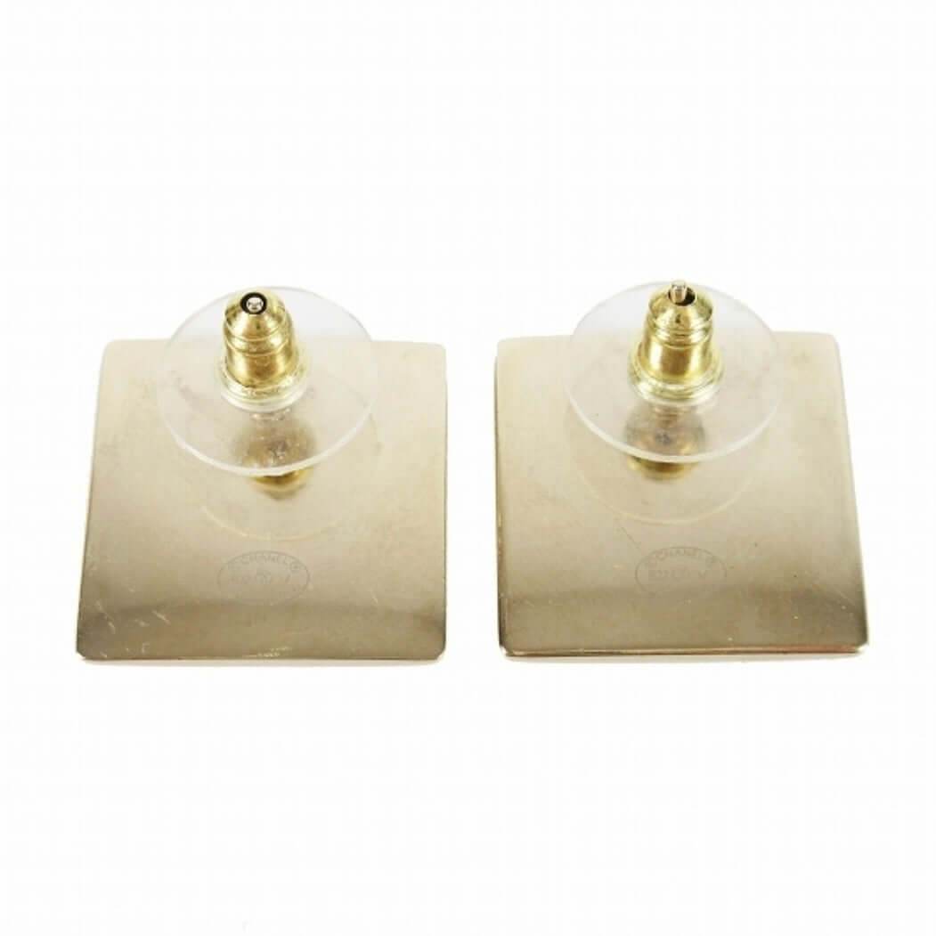 Authentic Chanel Strass Square CC B/W Accents Post Earrings Pre-Owned - My Mama Found What 