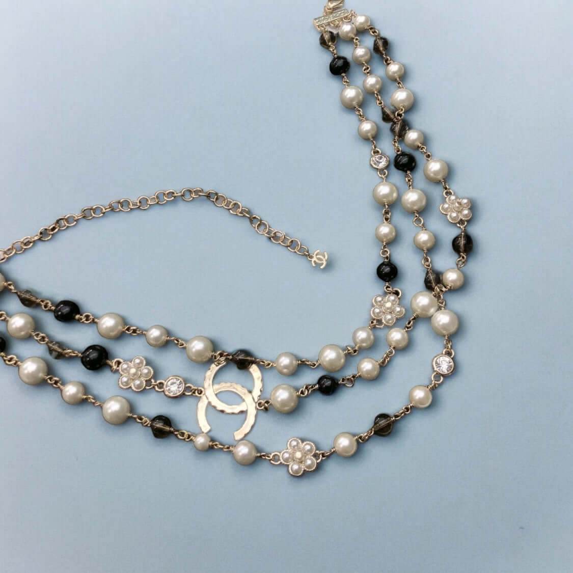 Authentic Chanel Triple Strand CC Necklace Pre-Owned - My Mama Found What 