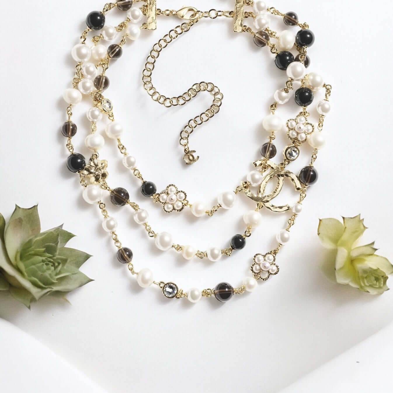 Authentic Chanel Triple Strand CC Necklace Pre-Owned - My Mama Found What 