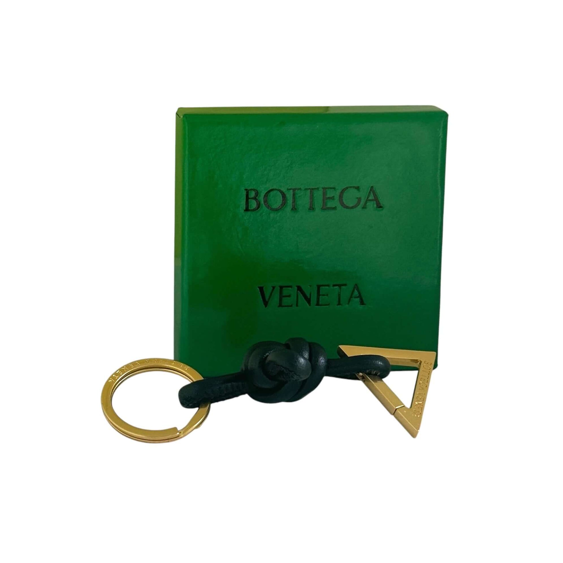 Bottega Veneta Black Leather Knotted Triangle Key Ring Never Used - My Mama Found What  