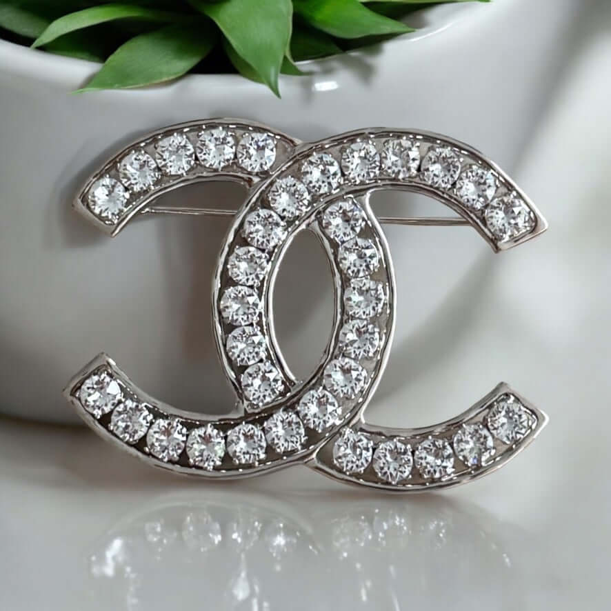 Chanel CC Silver Bigger Brooch Pre-Owned