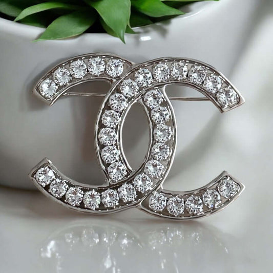 Chanel CC Silver Bigger Brooch Pre-Owned