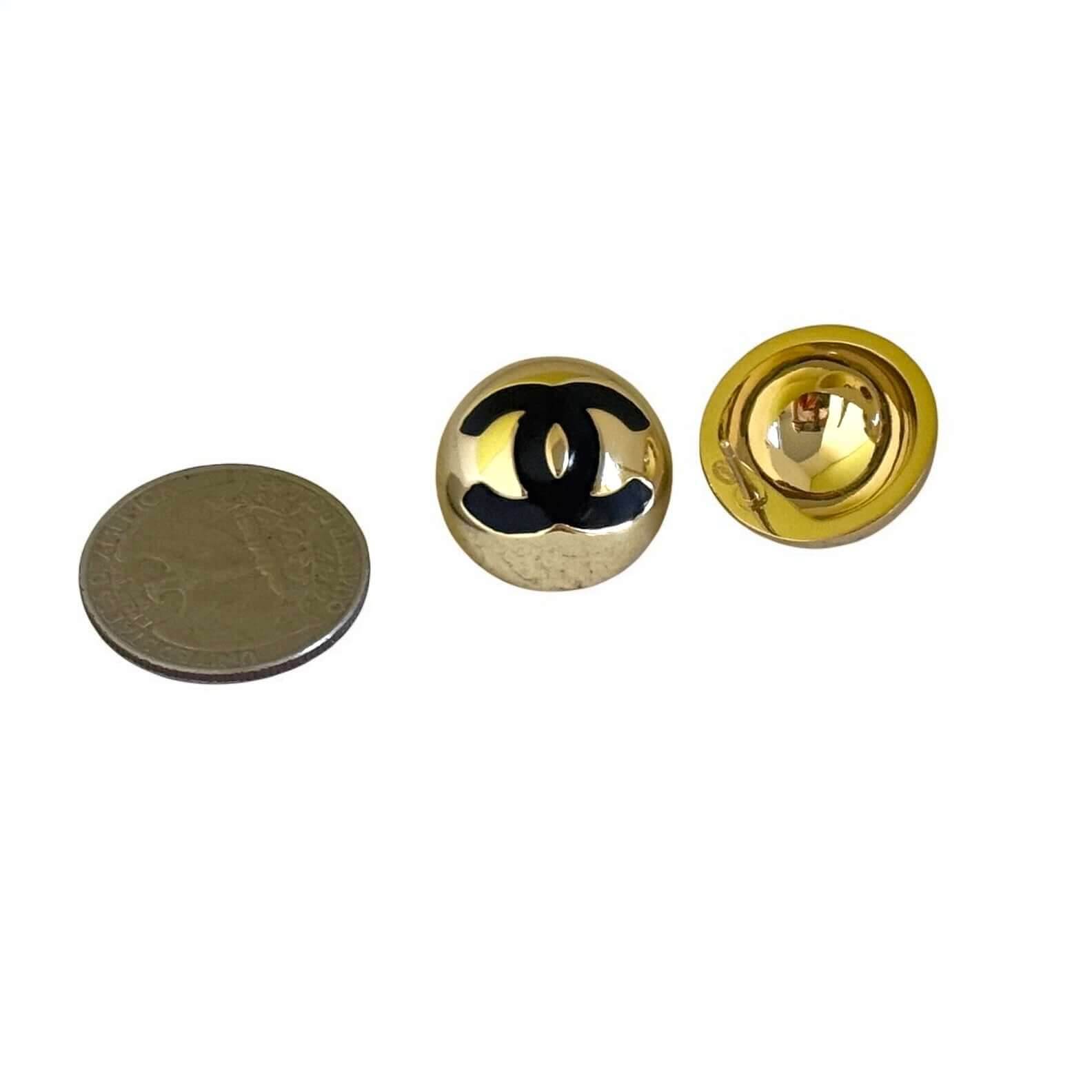 CHANEL CC GOLD w/ Black Dome Pre-Owned Earrings S25 - My Mama Found What 