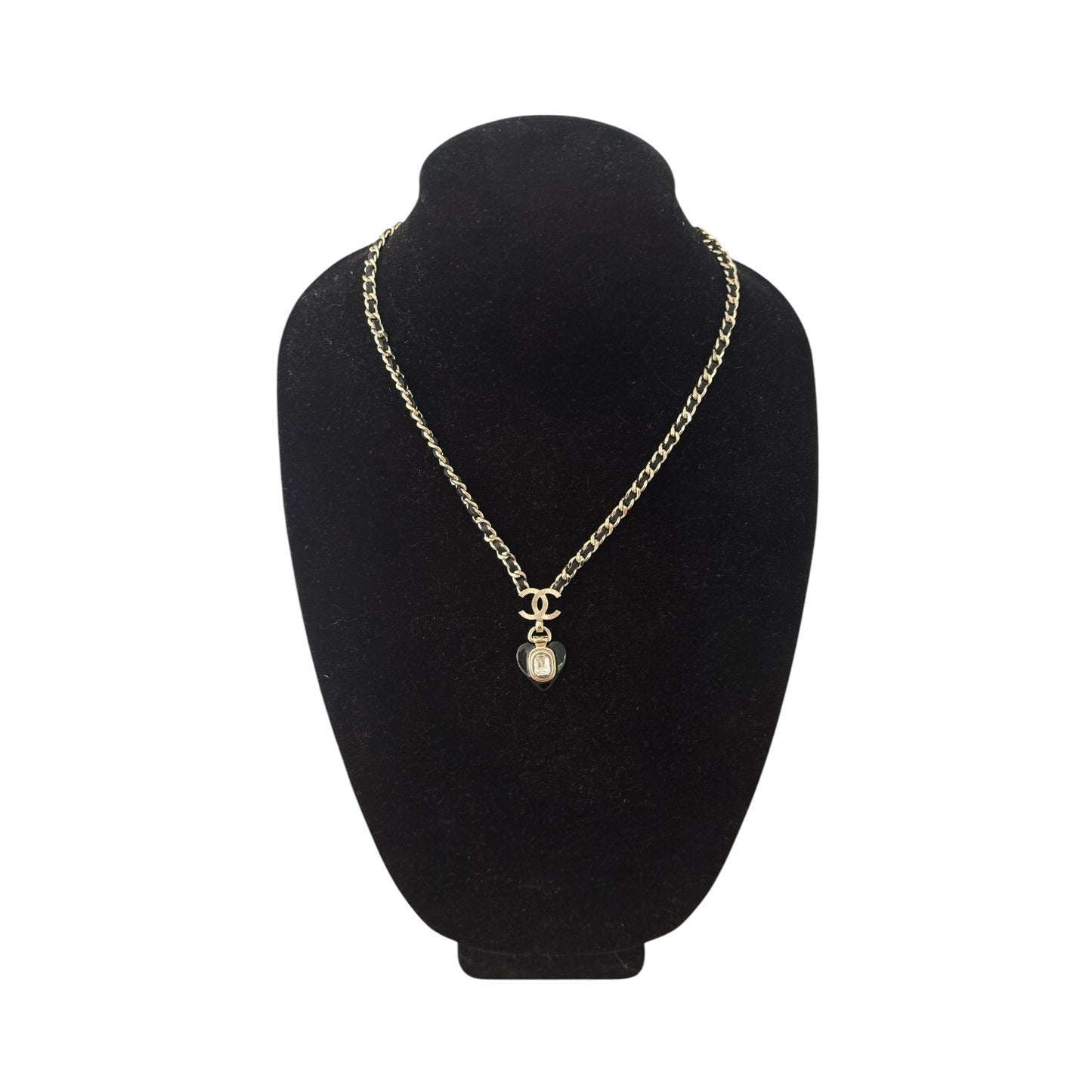 CHANEL CC Gold Black Chain Heart Necklace Pre-owned - My Mama Found What   My Mama Found What 