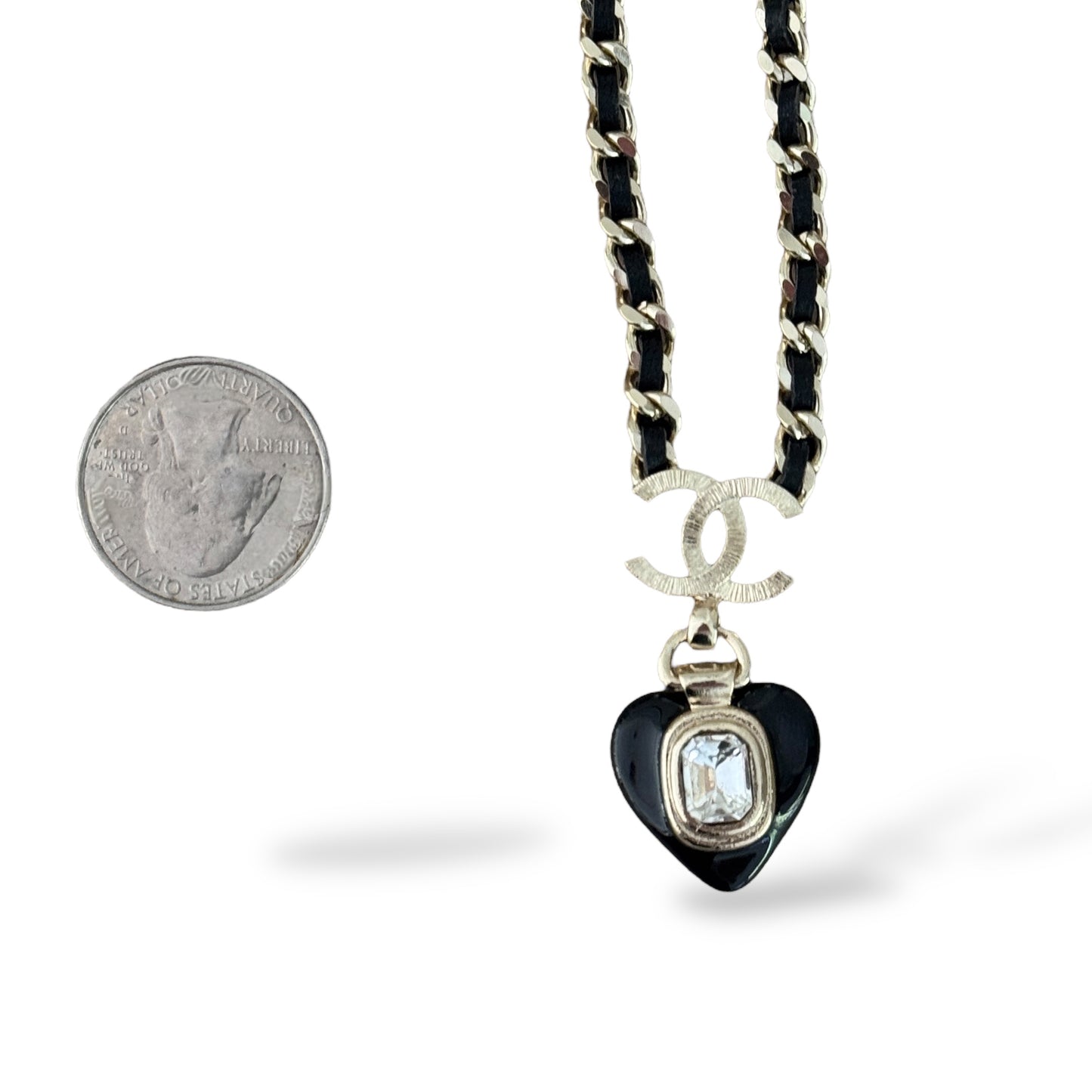 CHANEL CC Gold Black Chain Heart Necklace Pre-owned - My Mama Found What   My Mama Found What 