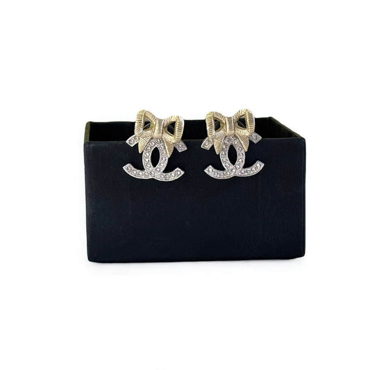 CHANEL CC Gold/Silver with Bows Pre-Owned Earrings 24 - My Mama Found What 