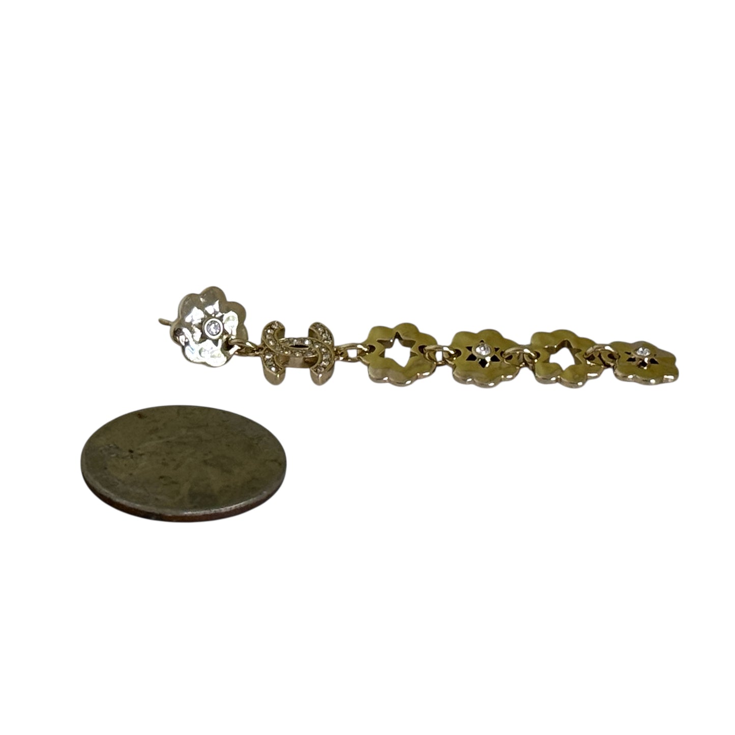 CHANEL Gold CC Floral Cut Out’s Dangle Earrings Pre-Owned - My Mama Found What   My Mama Found What 