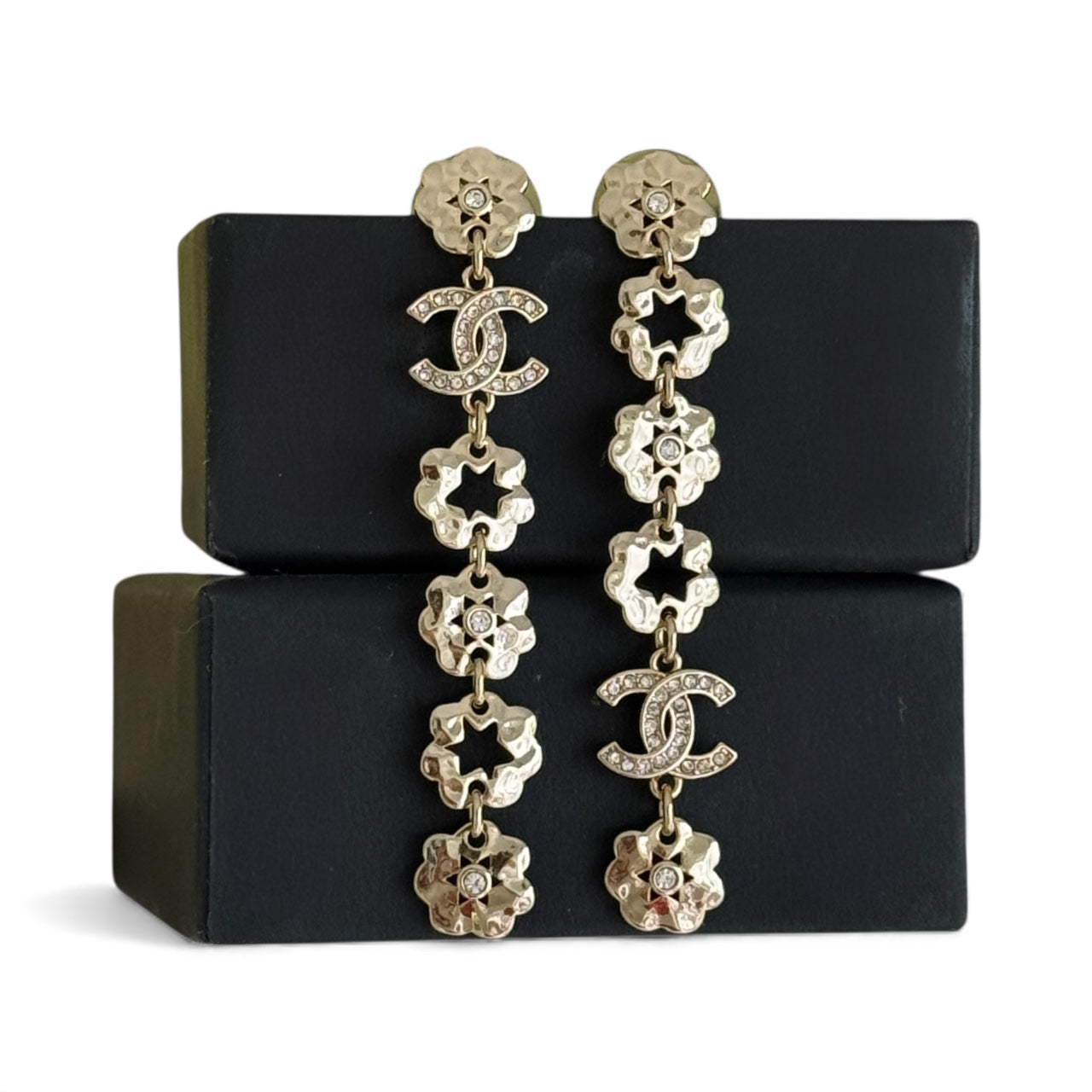 CHANEL Gold CC Floral Cut Out’s Dangle Earrings Pre-Owned - My Mama Found What   My Mama Found What 