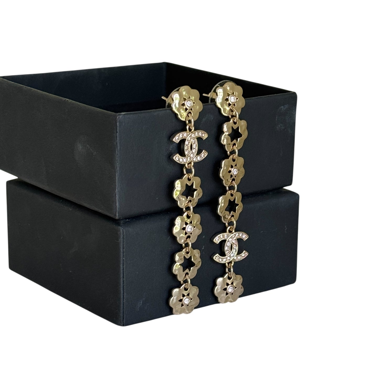 CHANEL Gold CC Floral Cut Out’s Dangle Earrings Pre-Owned - My Mama Found What   My Mama Found What 