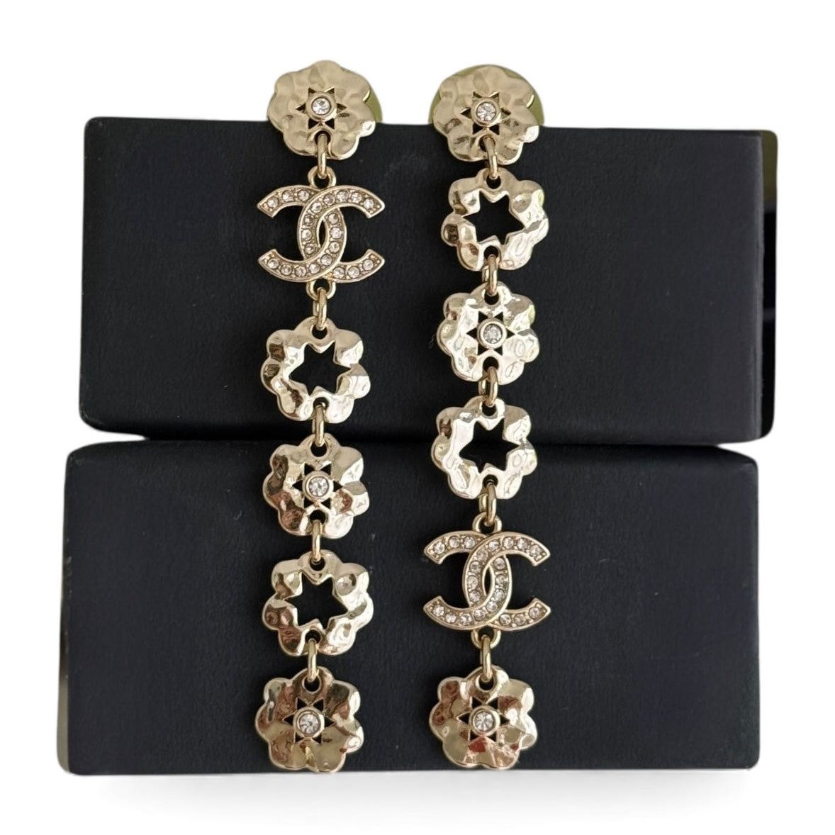 CHANEL Gold CC Floral Cut Out’s Dangle Earrings Pre-Owned - My Mama Found What   My Mama Found What 