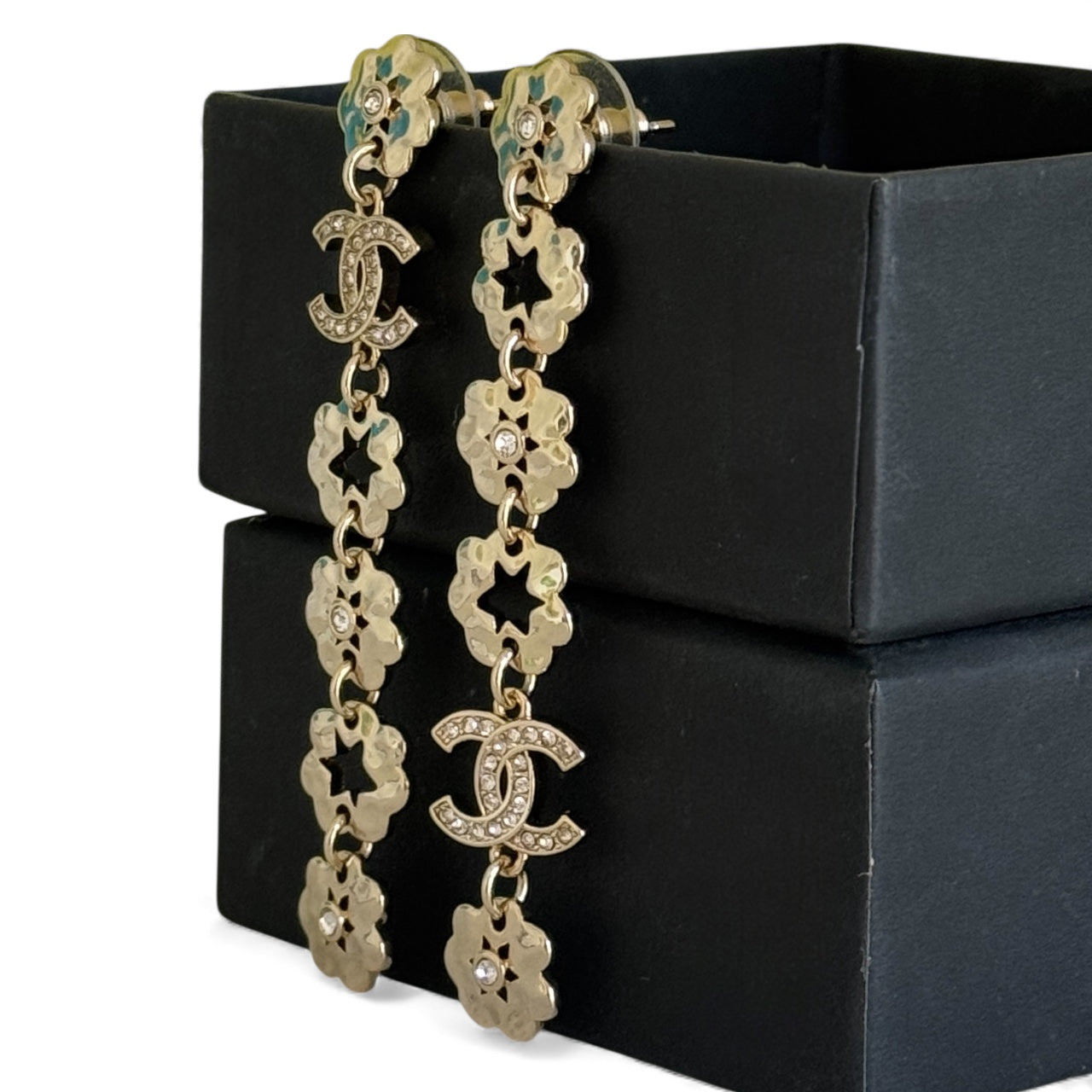 CHANEL Gold CC Floral Cut Out’s Dangle Earrings Pre-Owned - My Mama Found What   My Mama Found What 