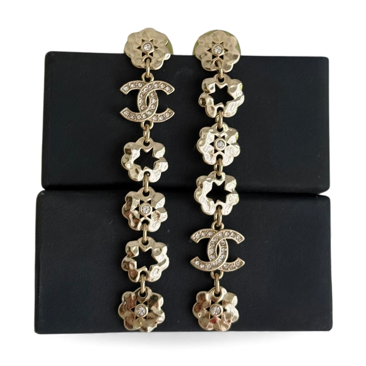 CHANEL Gold CC Floral Cut Out’s Dangle Earrings Pre-Owned - My Mama Found What   My Mama Found What 