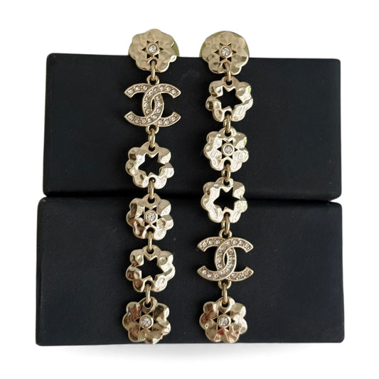 CHANEL Gold CC Floral Cut Out’s Dangle Earrings Pre-Owned - My Mama Found What   My Mama Found What 
