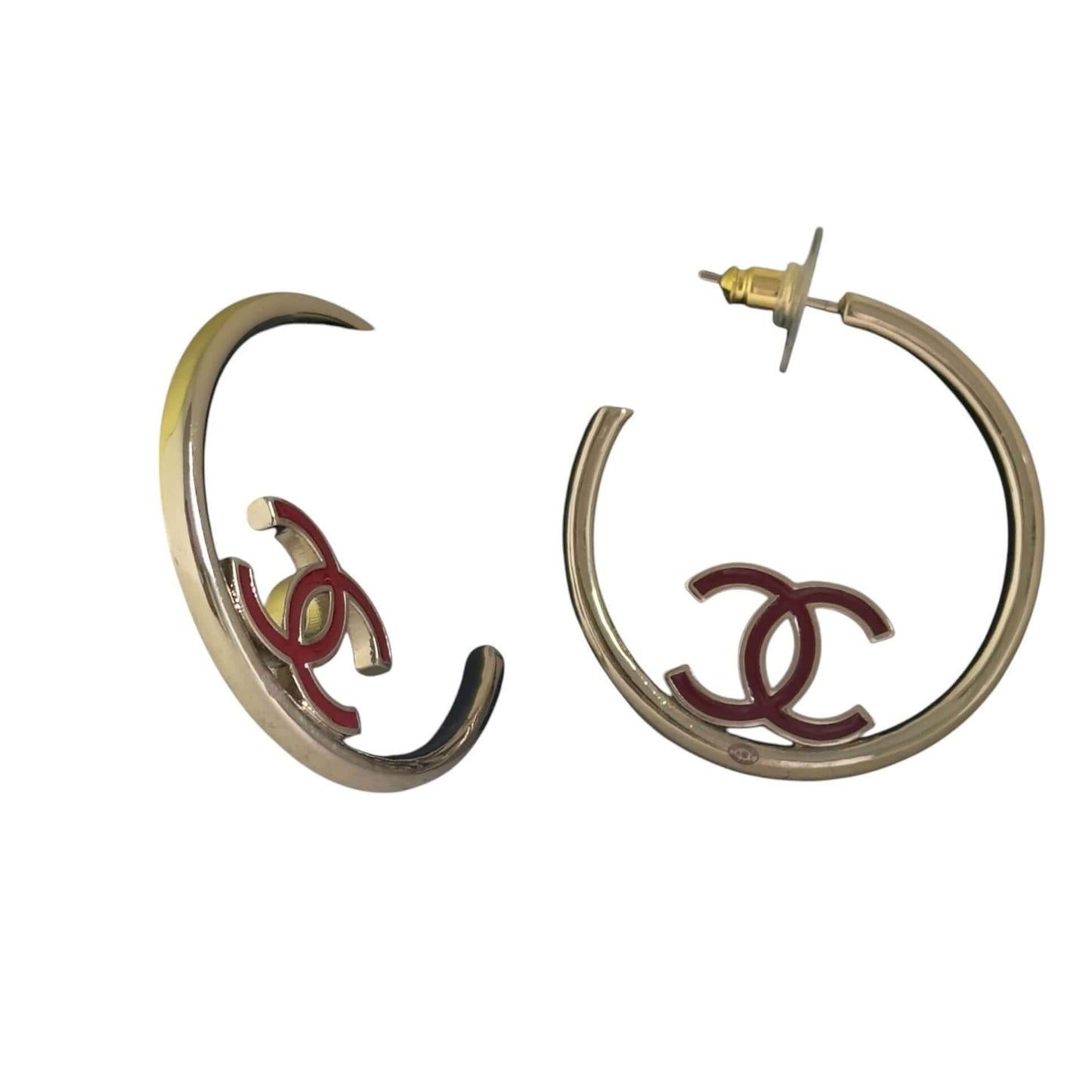 CHANEL Gold CC Hoops Black & Red Pre-Owned Earrings 2 pairs in 1 - My Mama Found What 