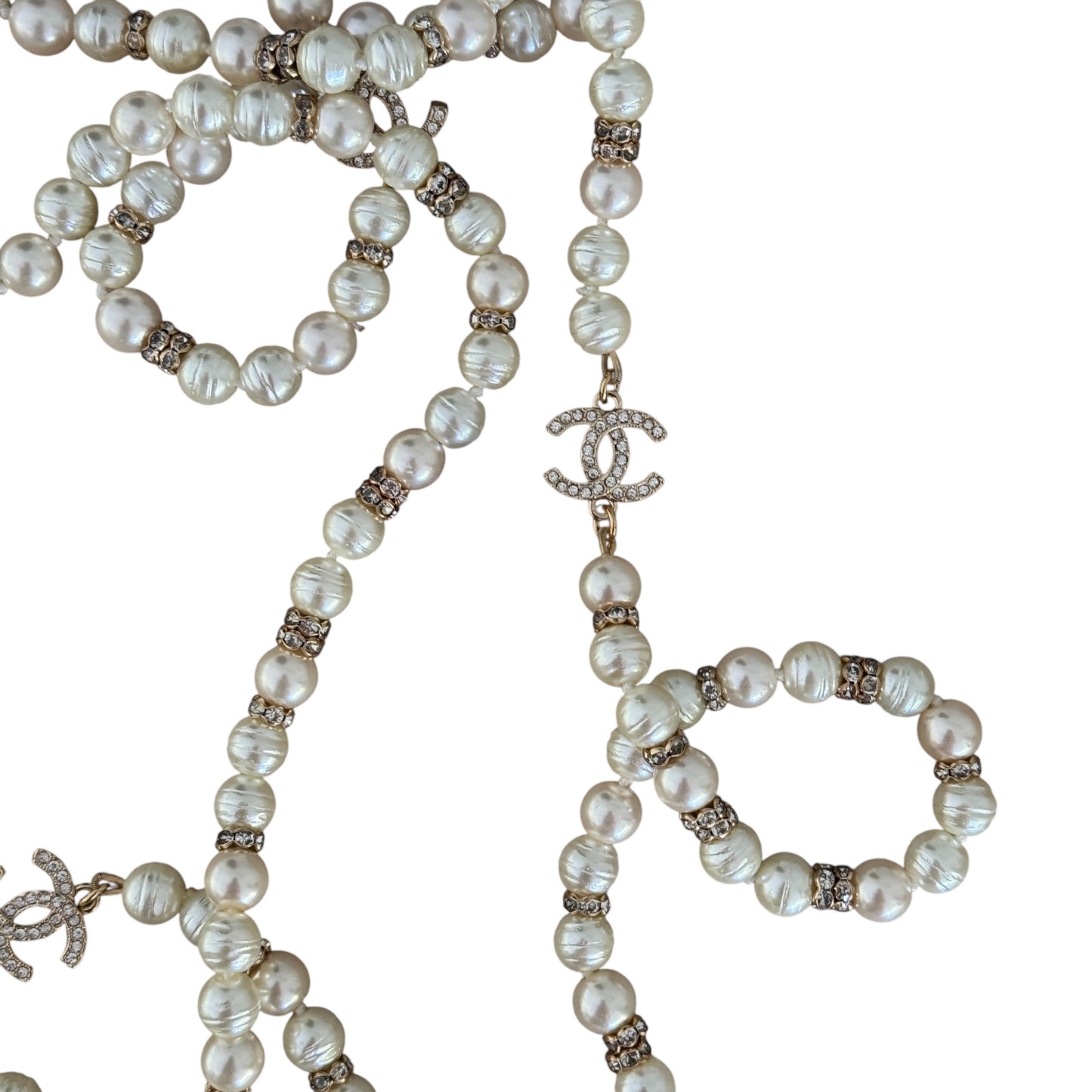 CHANEL Gold CC Pearl w/ crystals Pre-Owned Necklace 24 - My Mama Found What   My Mama Found What 
