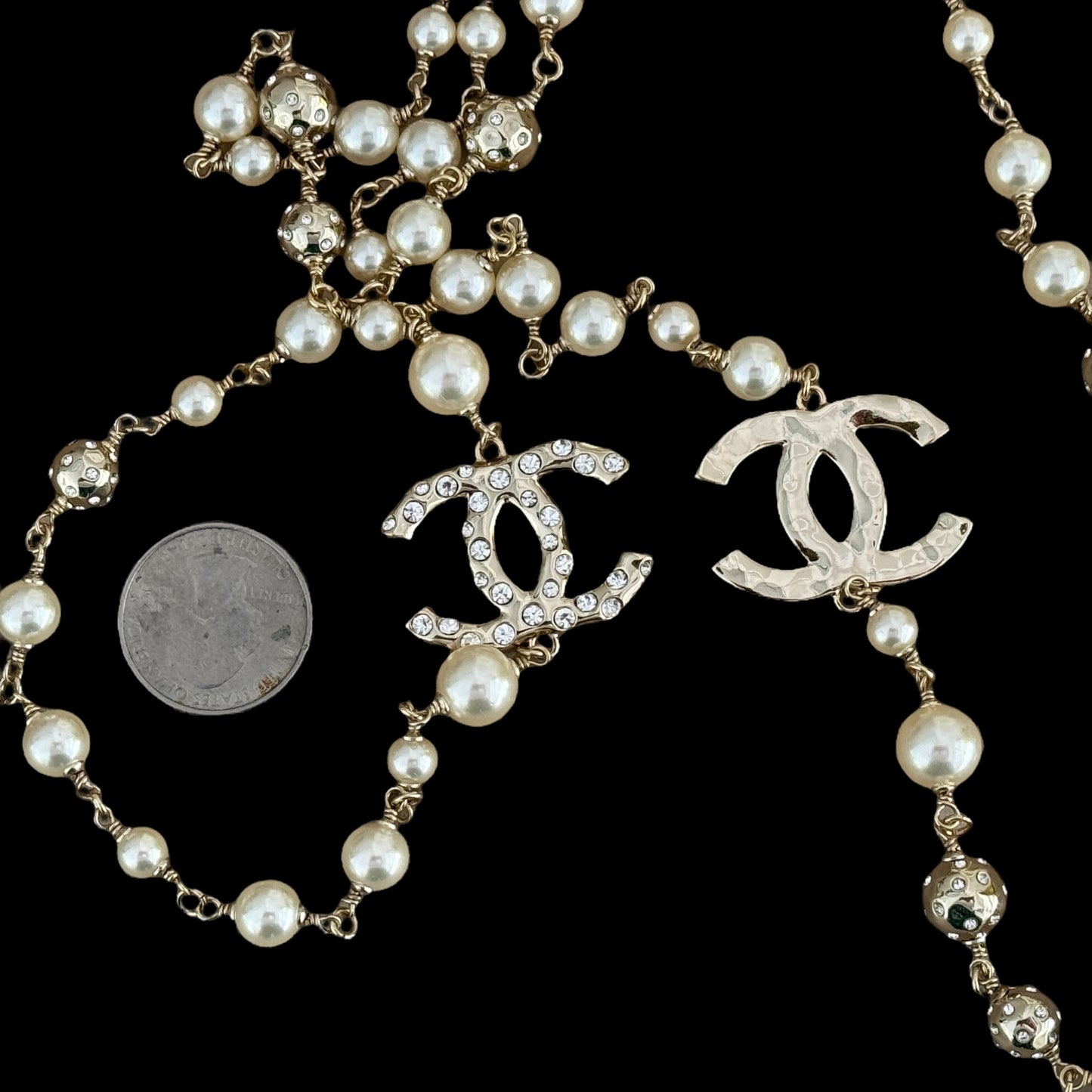 CHANEL Gold CC with Crystals Pre-Owned Necklace - My Mama Found What   My Mama Found What 
